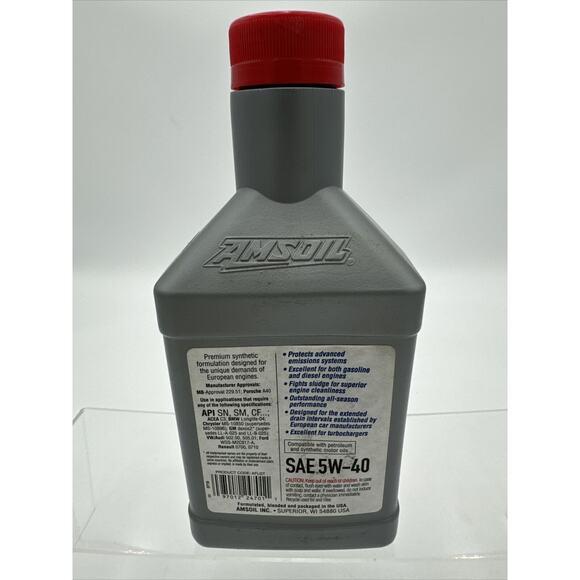 Amsoil 5w40 European Synthetic Motor Oil 1 Quart - Picture 4 of 4
